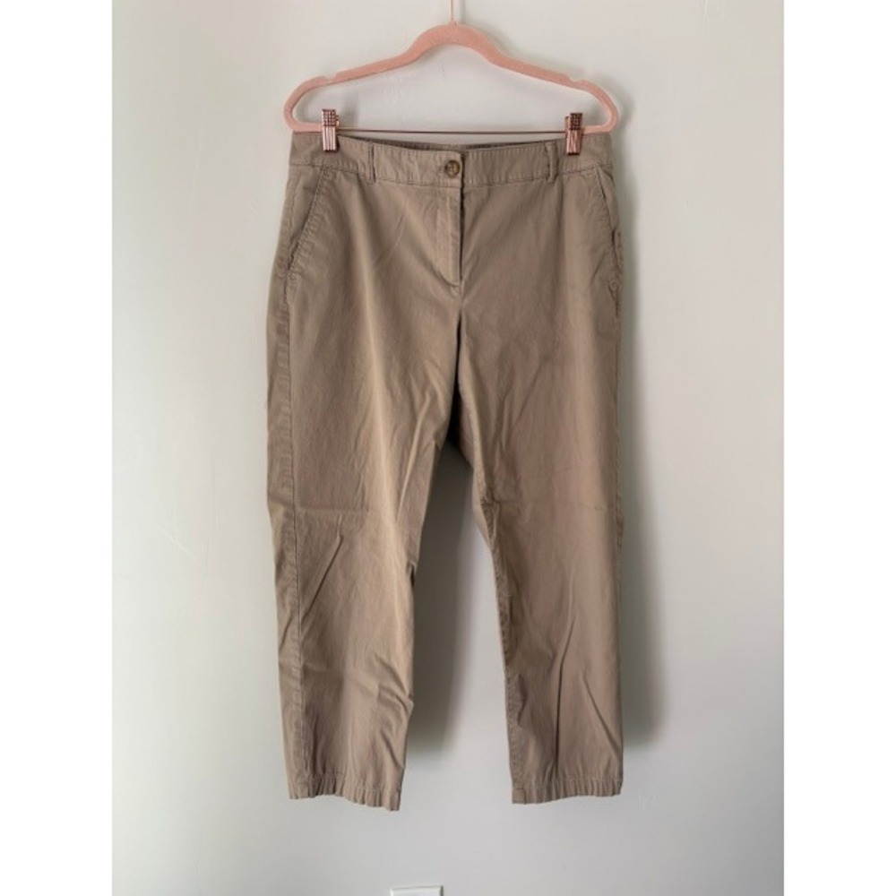 Talbots The Weekend Chino Pants Womens 10 Tan Khaki Straight Leg Cropped Casual